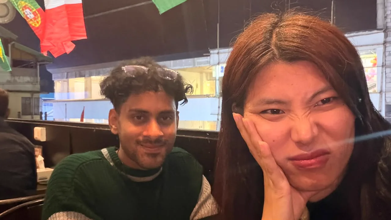 Saharsh and Sonam close to the camera while Sonam makes a playful face.